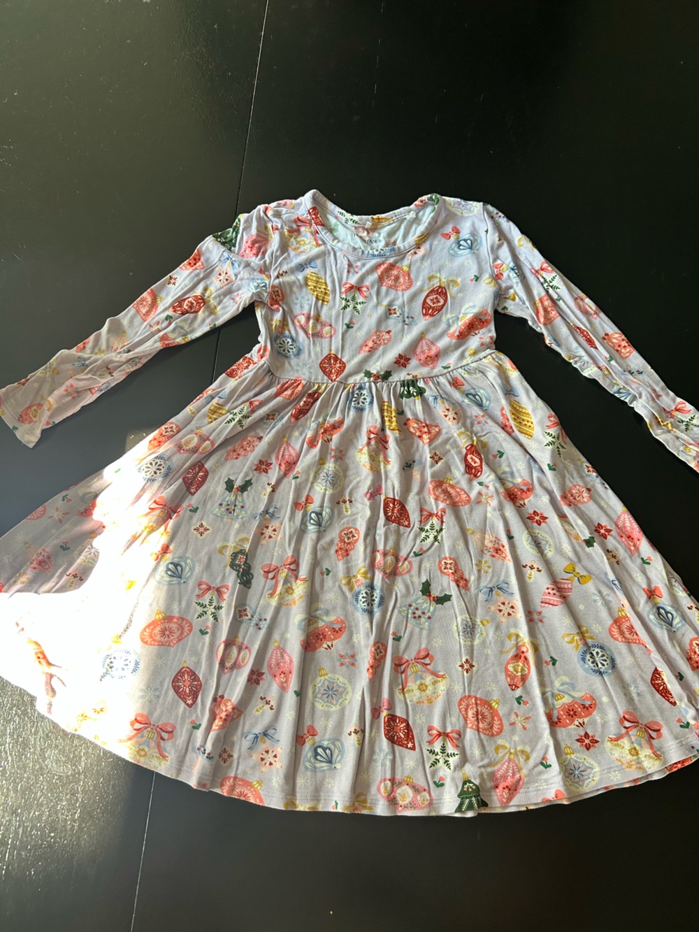 Girls' Long Sleeve Holiday Ornament Dress - Light purple Posh Peanut
